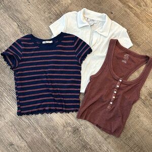 Blue white and Maroon Crop Tops XS